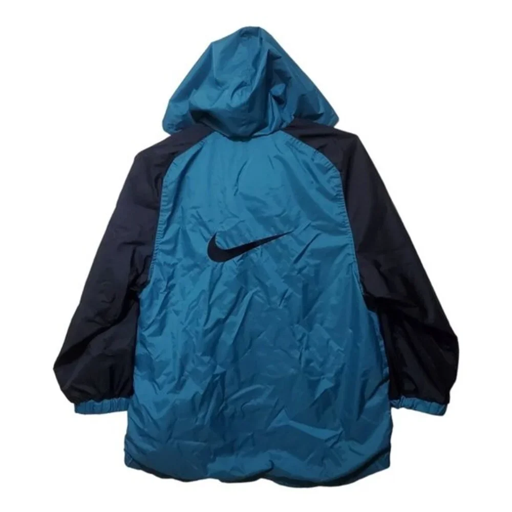 Vintage Nike Full Zip Jacket Hooded Windbreaker Boys L 14/16 Youth Green & Black